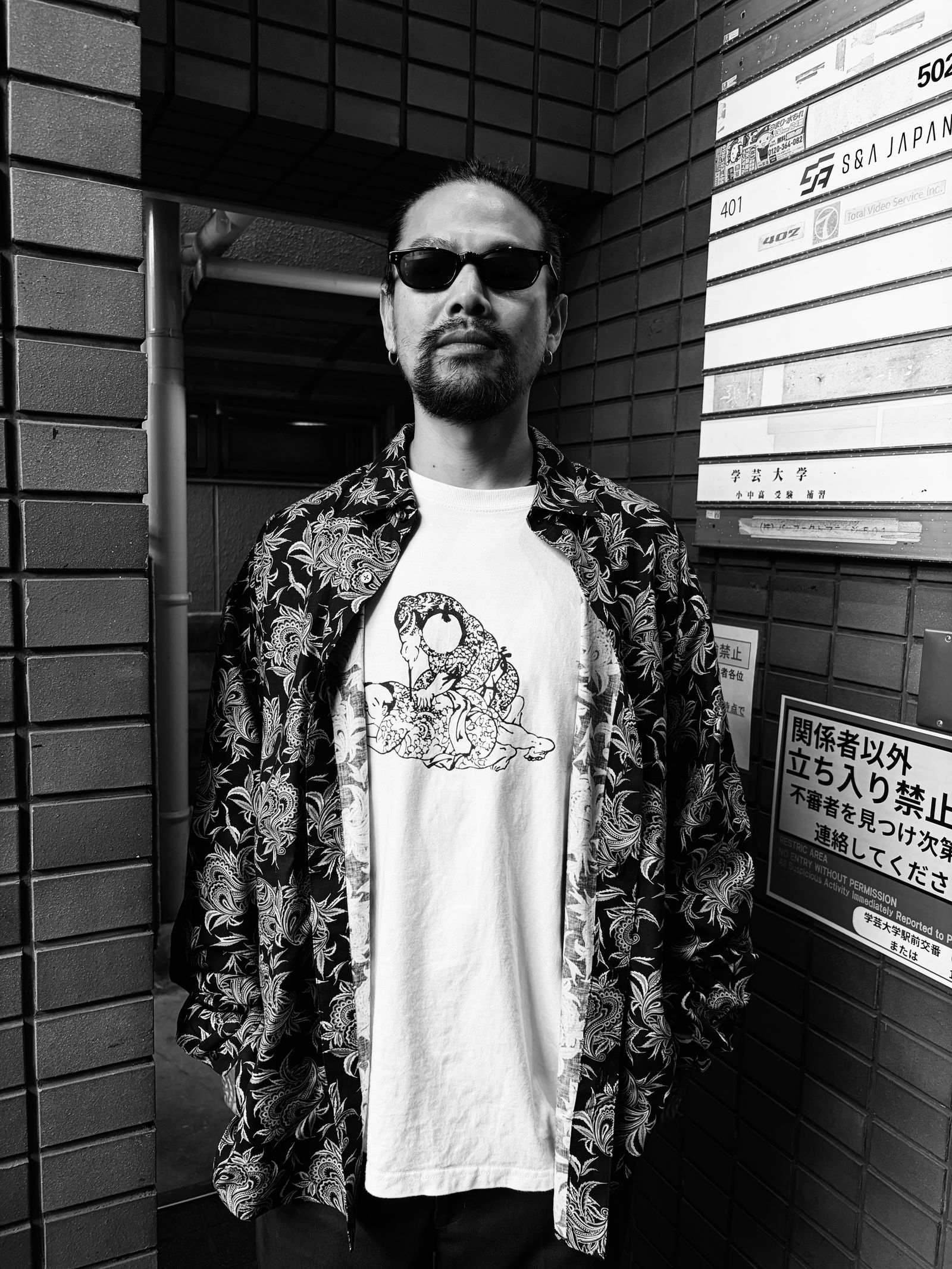 BUDS PAISLEY REGULAR COLLAR SHIRT  / BLACK / 総柄シャツ