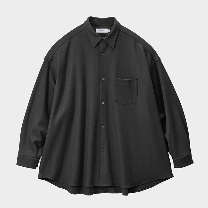 Wool Smooth Flannel Oversized Regular Collar Shirt  / GRAY