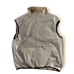 Reversible P/O Vest / Steel/Beige