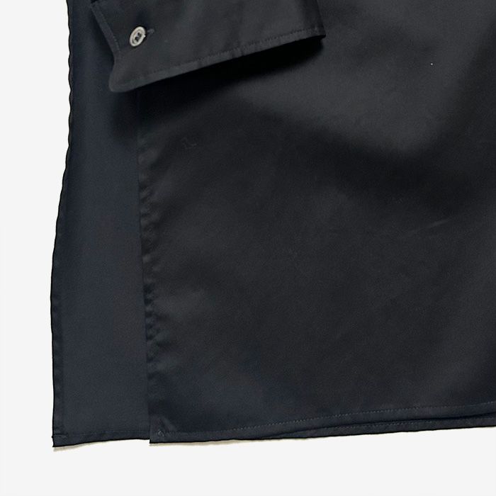 Women / Silicon Poplin Deep Slit Regular Collar Shirt / Black
