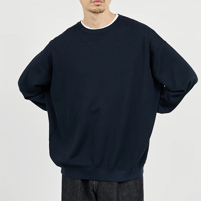 Wool Honeycomb Crew Neck Thermal  / NAVY