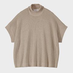 Women / Linen Solotex S/S Mock Neck Knit / Beige