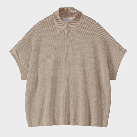 Women / Linen Solotex S/S Mock Neck Knit / Beige