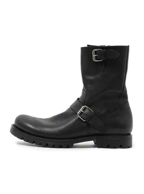 BIKER ZIP UP BOOTS COW LEATHER / BLACK