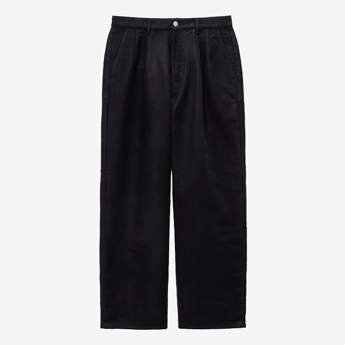 Cotton Double Serge Two Tuck Pants / Black