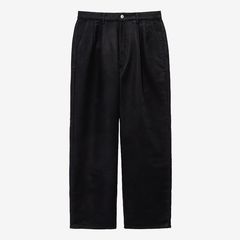 Cotton Double Serge Two Tuck Pants / Black