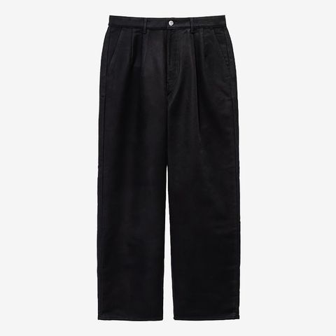 Cotton Double Serge Two Tuck Pants / Black