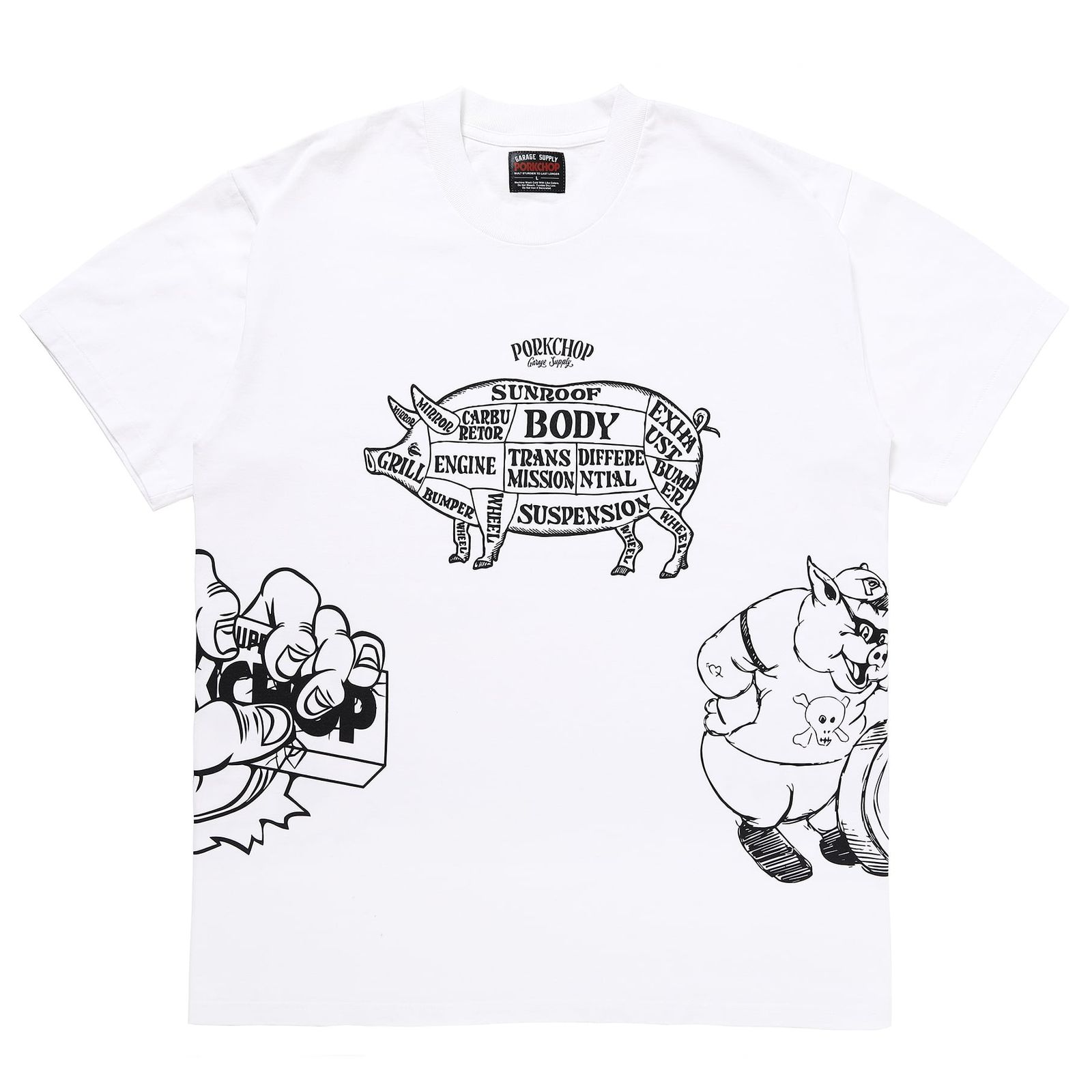 トップス WHITE PORKCHOP TEE PORKCHOP - 24 MULTI LOGOS TEE / WHITE / マルチロゴプリント