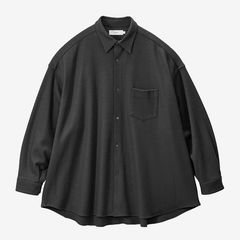 Wool Smooth Flannel Oversized Regular Collar Shirt / Gray