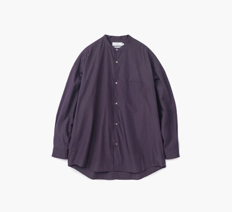 Graphpaper - Broad L/S Oversized Band Collar Shirt / PURPLE