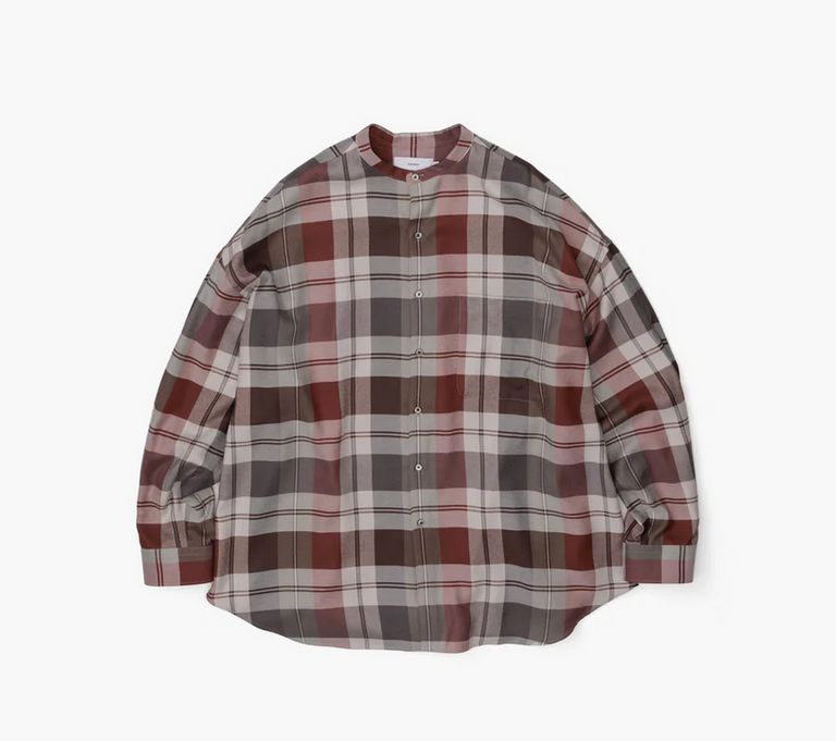 Graphpaper - Viscose Check Oversized Band Collar Shirt / CHECK