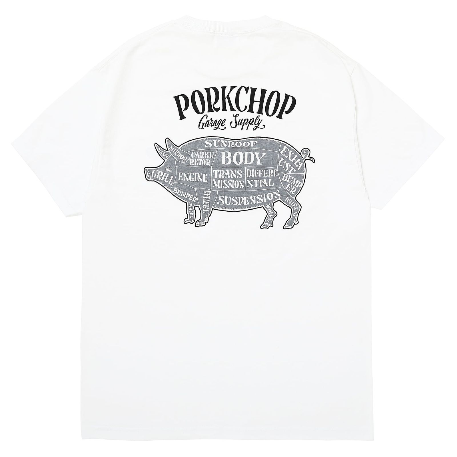 PORK BACK TEE / WHITE×BKGY / プリント ティーシャツ