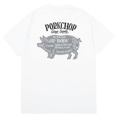 PORK BACK TEE / WHITE×BKGY / プリント ティーシャツ