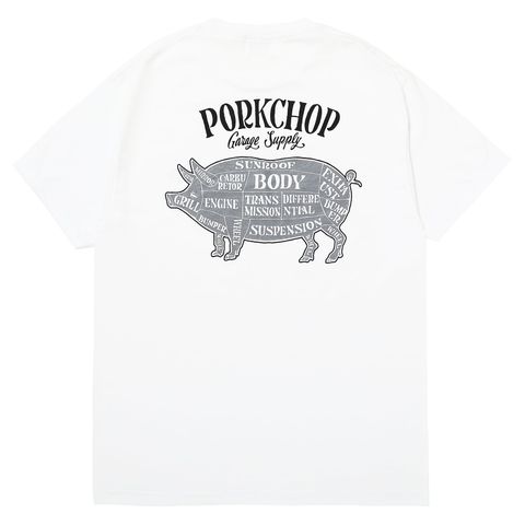 PORK BACK TEE / WHITE×BKGY / プリント ティーシャツ