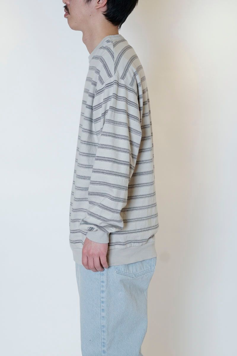 UNIVERSAL PRODUCTS - KASURI BORDER L/S T-SHIRTS / GRAY | Stripe