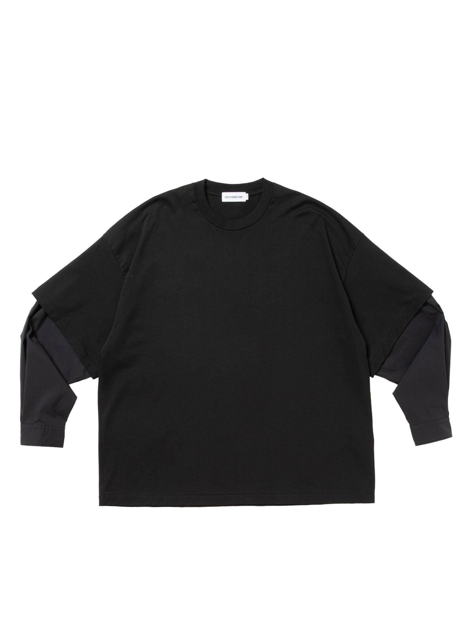 Spanish Pima Layered Sleeve Boxy L/S Tee / BLACK /  レイヤード ティーシャツ