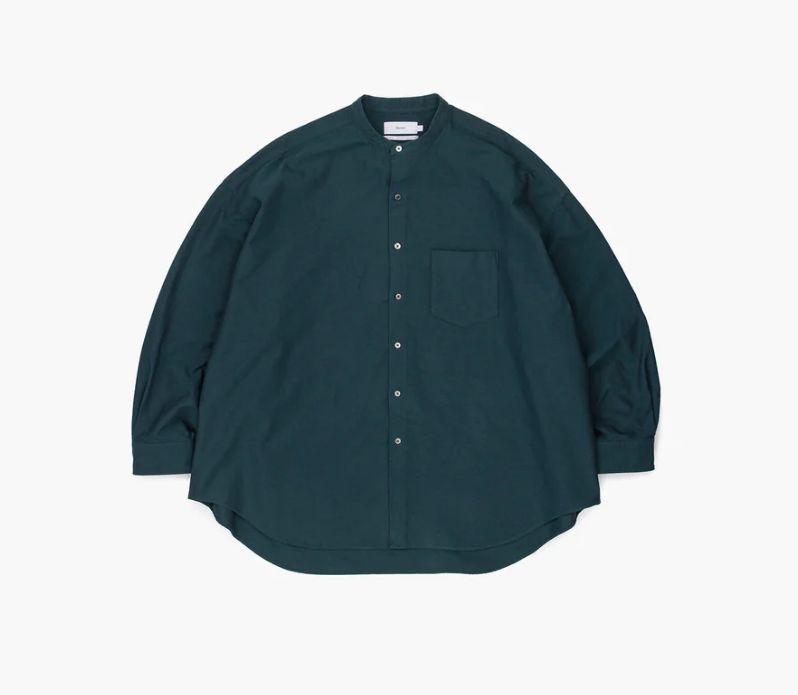 Graphpaper - Oxford Oversized Band Collar Shirt / BLACK | Stripe