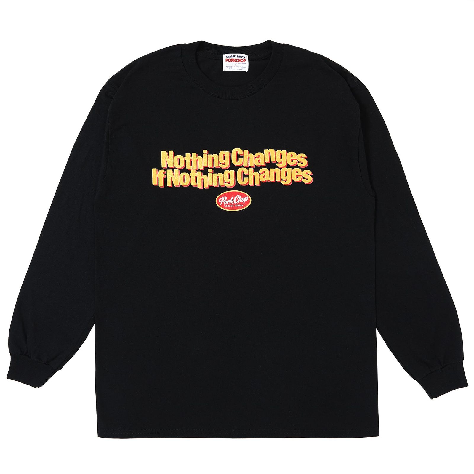 NC OVAL SCRIPT L/S TEE / BLACK / プリントロンティー