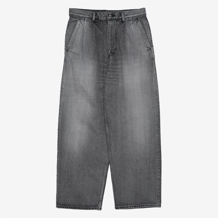 Selvage Denim Two Tuck Pants -LIGHT FADE- / BLACK LIGHT FADE