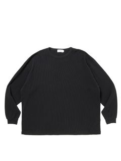 Degreasing Rough Waffle L/S Tee / BLACK /  ワッフルティーシャツ