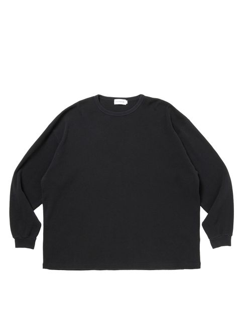 Degreasing Rough Waffle L/S Tee / BLACK /  ワッフルティーシャツ