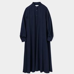 Women / Satin Band Collar Dress / Navy
