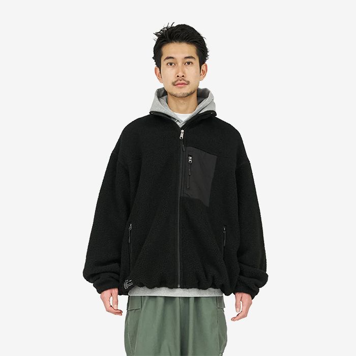 HEAVY FLEECE ZIP-UP JACKET / BLACK