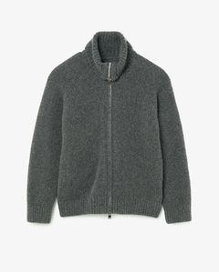 HIKER HIGH NECK ZIP BLOUSON WOOL BOUCLE KNIT / CHARCOAL / ニットブルゾン