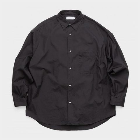 Broad L/S Oversized Regular Collar Shirt / BLACK