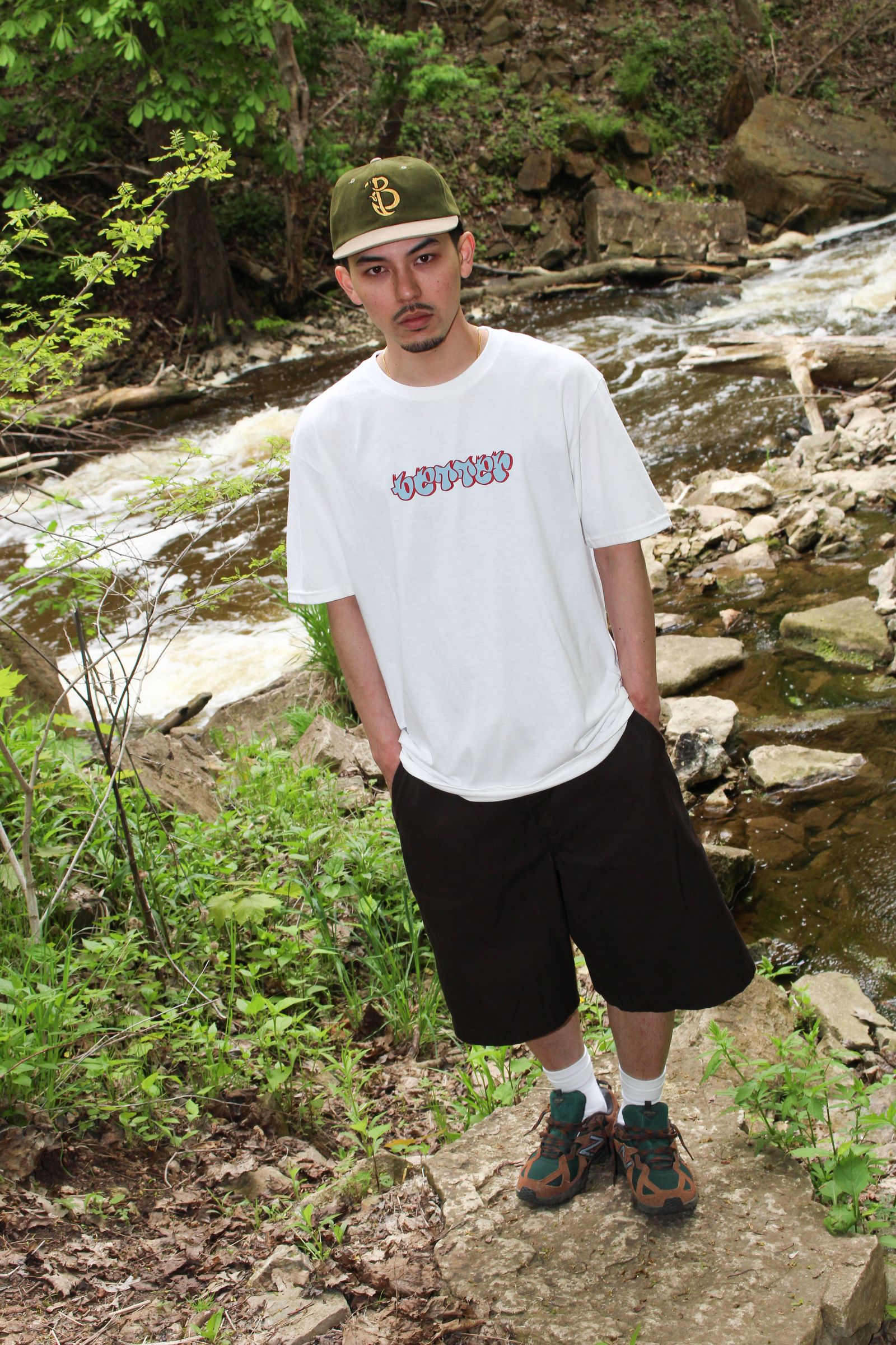 Better™ Gift Shop - "Cap B" Green/Beige Re-Purpose Snapback Hat / 90'sキャップ