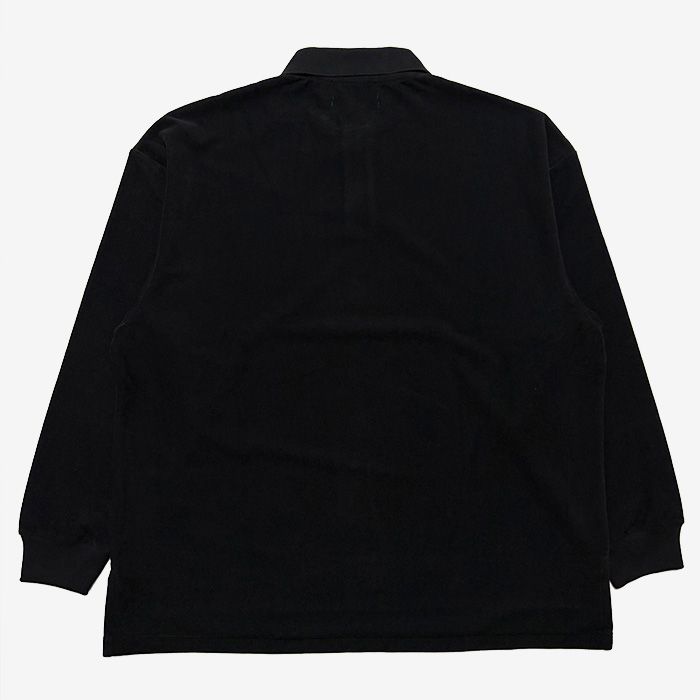 Pique Velour Jersey L/S Polo / Black