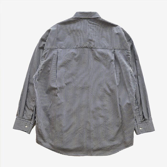 Broad Stripe L/S Oversized Regular Collar Shirt / Blue Stripe