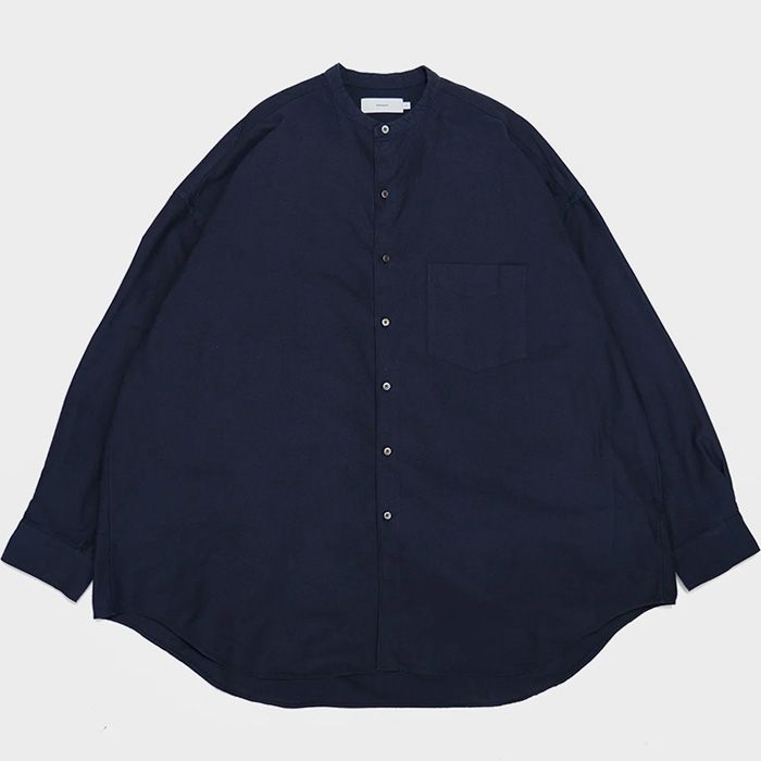Oxford Oversized Band Collar Shirt / NAVY - F