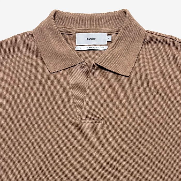 Cotton Pique Jersey S/S Skipper Polo / Taupe