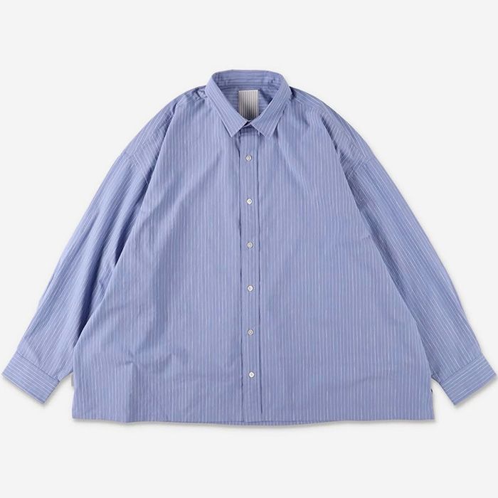 COTTON STRIPE SLIT SHIRT | SAX