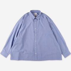 COTTON STRIPE SLIT SHIRT | SAX