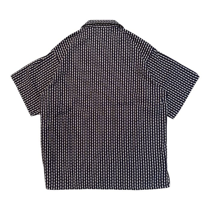 PIER OPEN COLLAR TEXTILE SS SHIRT / NAVY