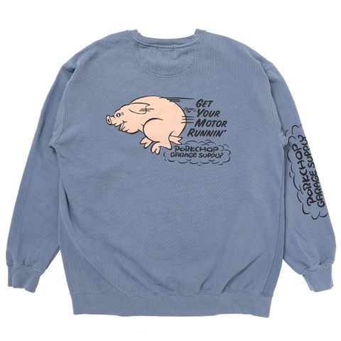 RUNNING LOGO SWEAT / BLUE GRAY / プリントスウェット
