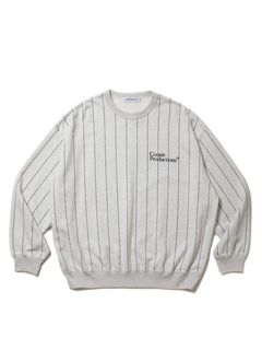 Allover Print Open End Yarn Sweat Crew / OATMEAL /  ストライプクルースウェット