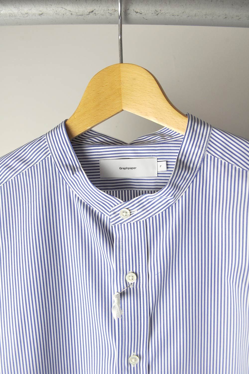 Graphpaper - High Count Broad Stripe Band Collar Shirt | Stripe 