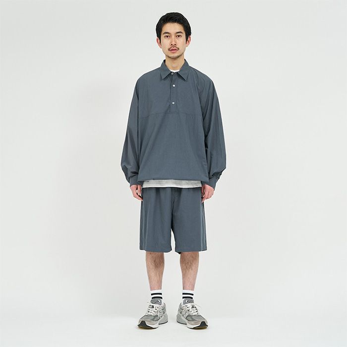 CRISP COTTON ANORAK L/S SHIRT / GRAY