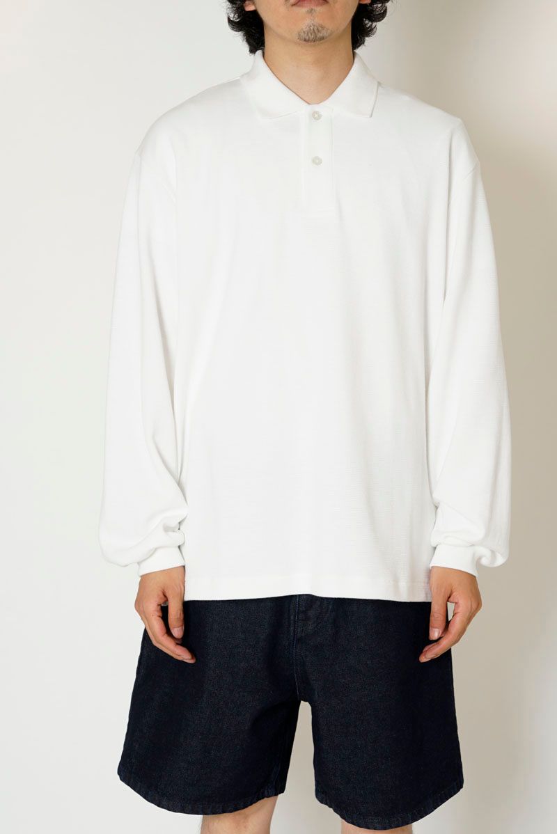 UNIVERSAL PRODUCTS - RIPPLE L/S POLO / WHITE | Stripe Online Store