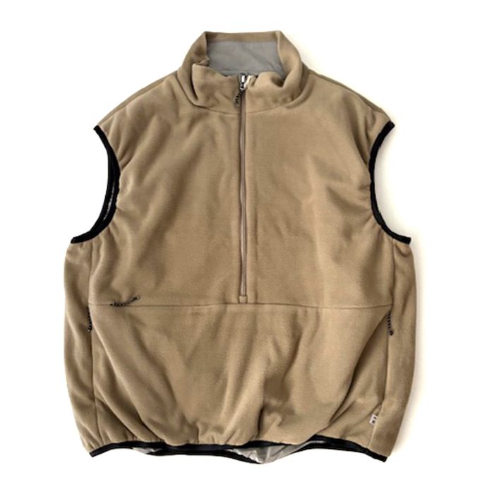 Reversible P/O Vest / Steel/Beige