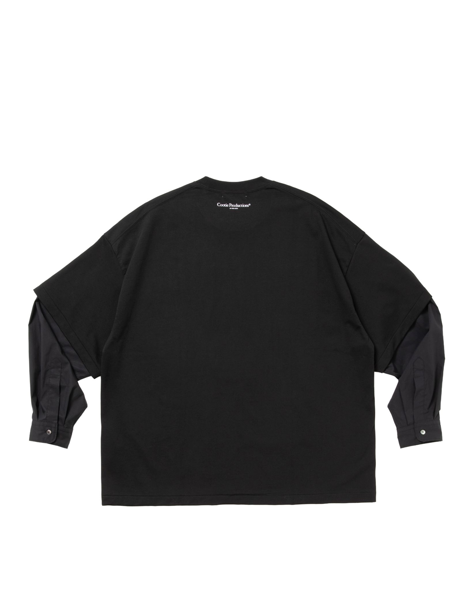 Spanish Pima Layered Sleeve Boxy L/S Tee / BLACK /  レイヤード ティーシャツ