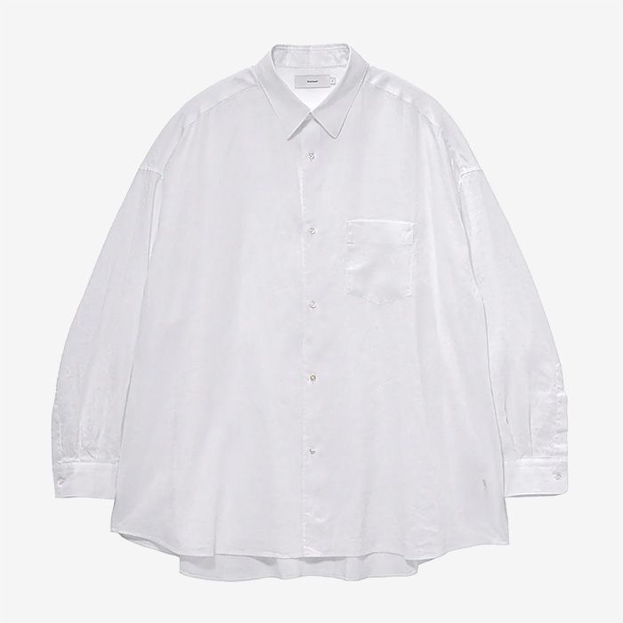 Linen L/S Oversized Regular Collar Shirt / White