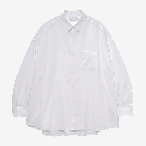 Linen L/S Oversized Regular Collar Shirt / White