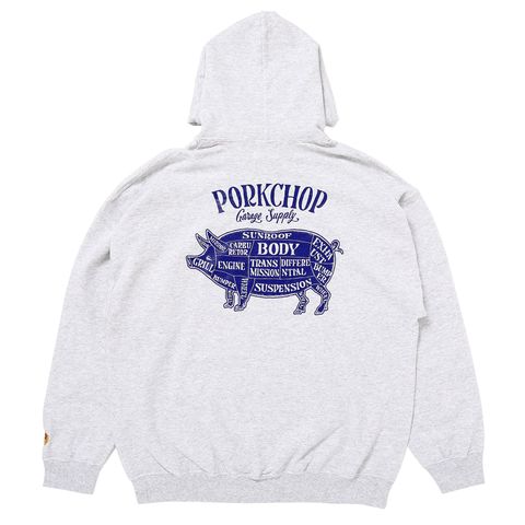 PORK BACK HOODIE / ASH×NAVY / ポークパーカー