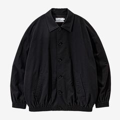 Cotton Wool Poplin Oversized Blouson / Black