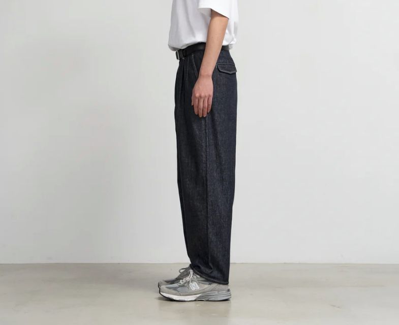 Graphpaper - Colorfast Denim Two Tuck Tapered Pants / NAVY