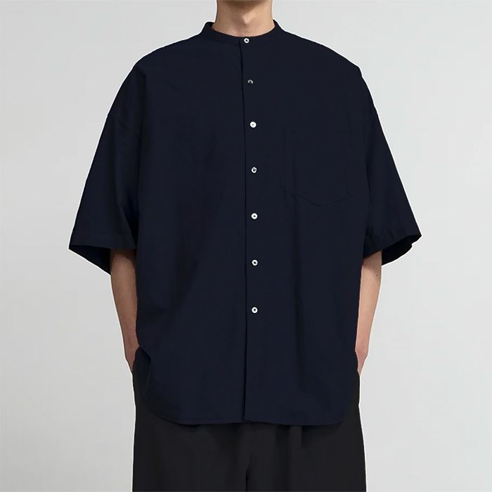 Graphpaper - Oxford S/S Oversized Band Collar Shirt / BLACK ...